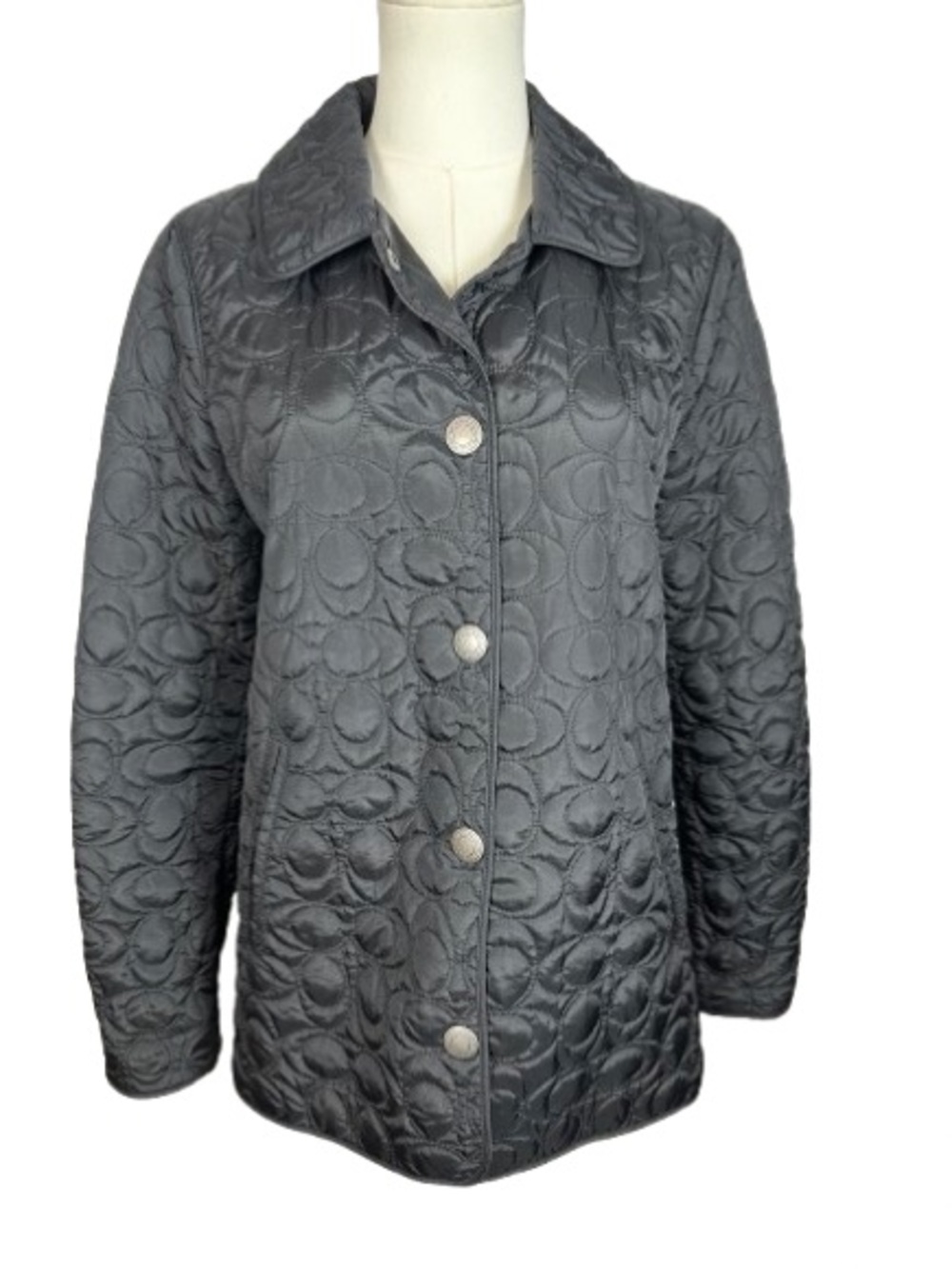 Coach Black Quilted Snap-Front Jacket